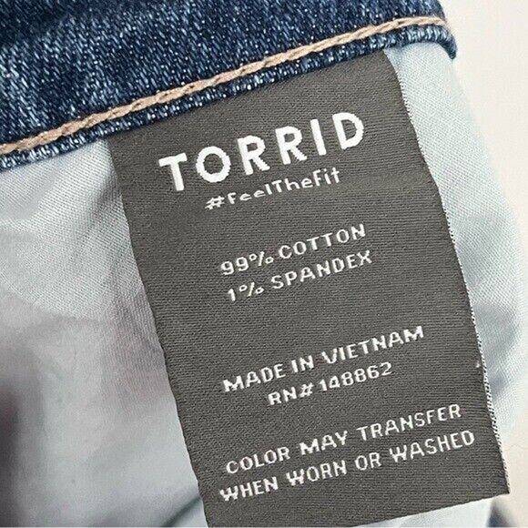 NWT Torrid 24T Slim Boot mid rise Jean Medium Wash tall long 0635 distressed - Picture 9 of 13